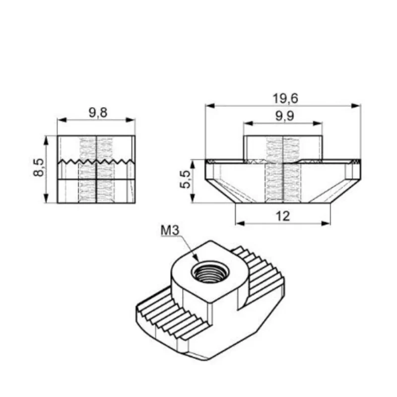 Nakrętka młoteczkowa 10 M3 wymiary Nakrętka młoteczkowa 10 M3 wymiary