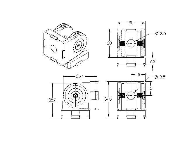 Przegub obrotowy bez dźwigni 30 x 30 - obrazek 2