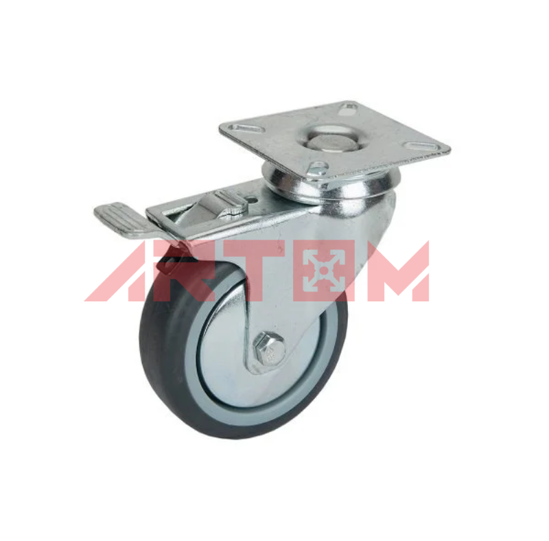 Kółko fi 75 na płytce z hamulcem