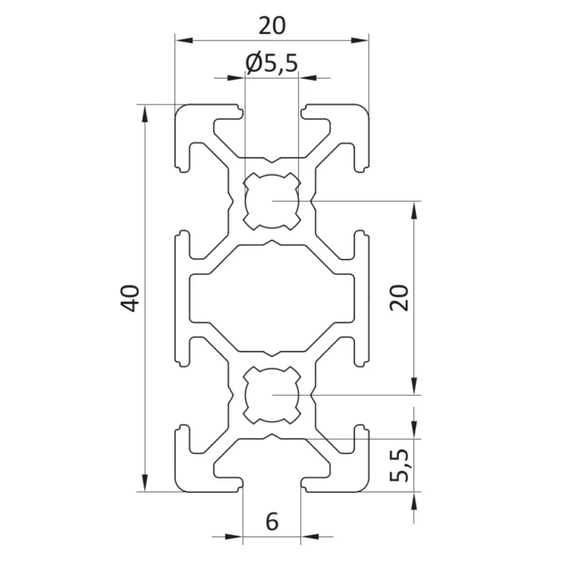 profil aluminiowy 20×40 wymiary Profil aluminiowy 20x40 wymiary