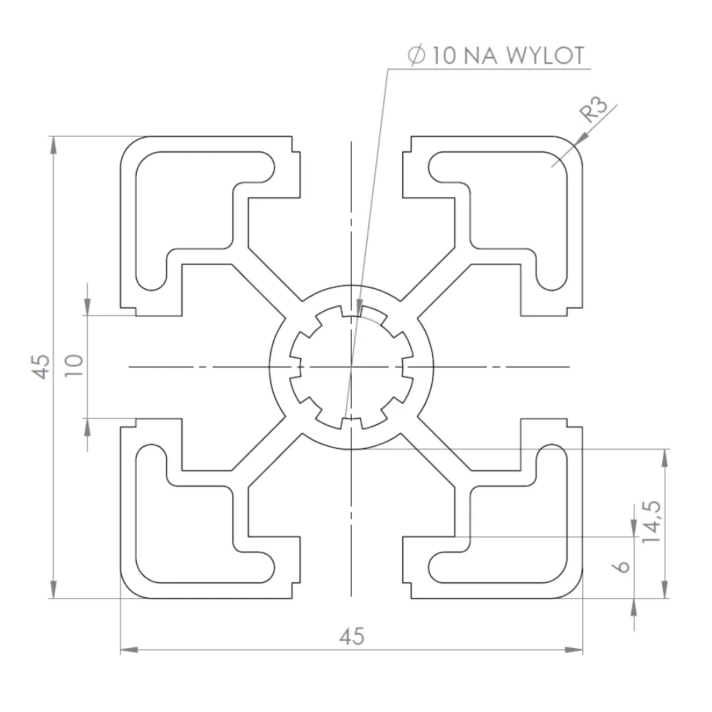 Profil aluminiowy 45x45 wymiary