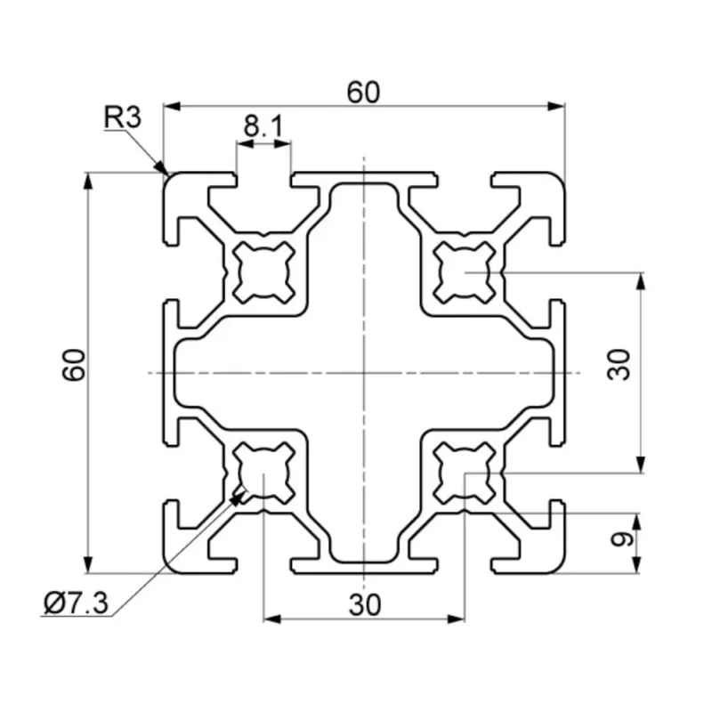 profil aluminiowy 60×60 wymiary Profil aluminiowy 60x60 wymiary
